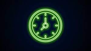 Glowing Neon Line Clock Icon Isolated