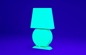 Green Table Lamp Icon Isolated On Blue