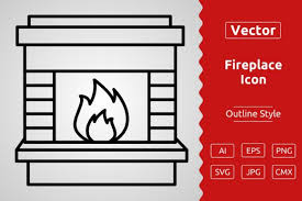Vector Fireplace Outline Icon Design