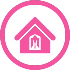 Home Flat Pink Color Rounded Vector