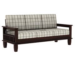 Buy Quartz 3 Seater Wooden Sofa Walnut