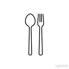 Fork And Spoon Icon Thin Line Vector