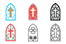 Stained Glass Window In The Shape Of A