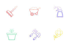 918 Gardening Pots Line Icons Free In