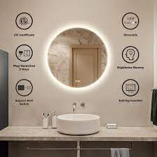 32 In W X 32 In H Round Frameless Led Light With 3 Color And Anti Fog Wall Mounted Bathroom Vanity Mirror