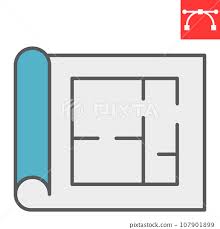 Floor Plan Color Line Icon