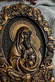 Blessed Virgin Mary Icon Natural Wood