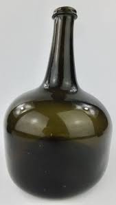 Antique Glass Mallet Shaped Wine Bottle