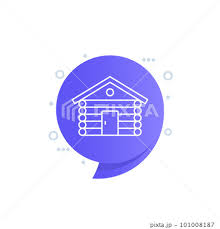 Log Cabin Icon Wooden House Linear