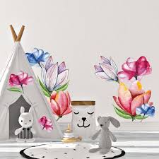 Big Flower Wall Decals Watercolor Wild