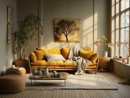 Bright Yellow Colorful Living Room With