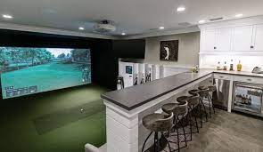 Golf Simulator Basement Bar Golf Room