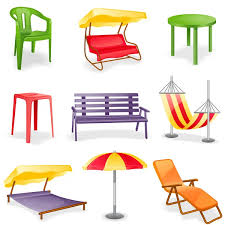 Furniture Table Chair Parasol Stock