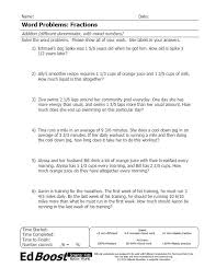 Word Problems Fractions Addition