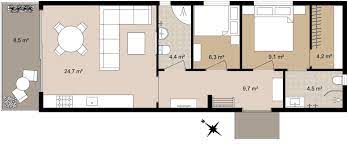 Narrow 2 Bedroom Floor Plan With Balcony