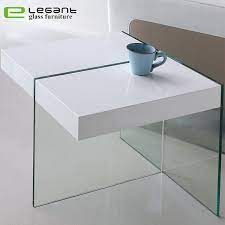 Glass Side Table With Mdf In High Gloss