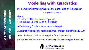 Modelling With Quadratic Equations Mr