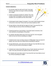 Inequality Word Problem Worksheets