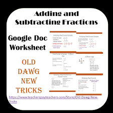 Subtracting Fractions Google Doc