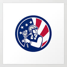 American Engineer Usa Flag Icon Art