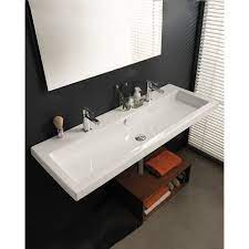 Trough Wall Mount Bathroom Sink Double Modern Rectangular 47 Cangas Tecla Can05011b By Nameeks