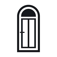 Arched Wooden Door With Glass Icon