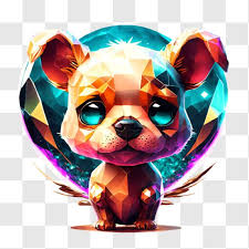 Vibrant Cartoon Dog In Abstract Design
