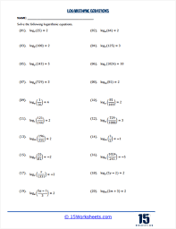 Logarithmic Equations Worksheets 15