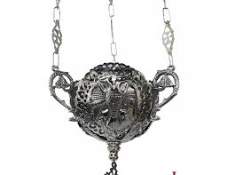 Hanging Vigil Lamp With Byzantine Eagle