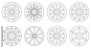 Wooden Wheel Outline Vector Set