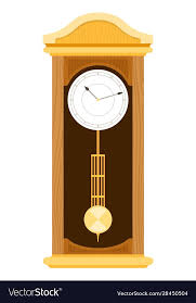 Grandfather Wooden Clock Icon Flat