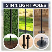 Newhouse Lighting Nhslp 4p 9 Ft 8 In Outdoor String Light Poles For Outside Lights For Garden Patio And Backyard Decor 4 Pack