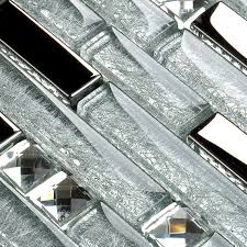 Silver Glass Linear Backsplash Tile