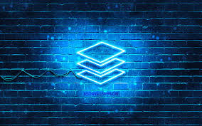 Stack Neon Icon Blue Background Neon