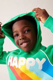 Jools Oliver Green Rainbow Happy Hoodie