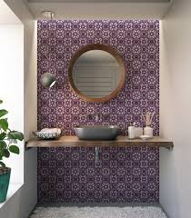 Purple Ceramic Tile Kitchen Backsplash