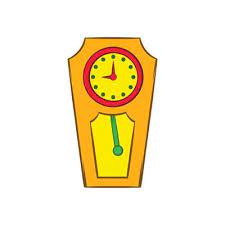 Yellow Grandfather Clock Icon Cartoon