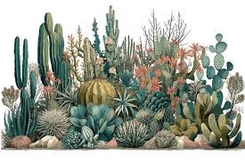 Watercolor Handpainted Cactus Cacti