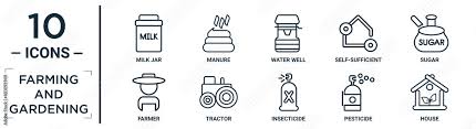 Farming And Gardening Linear Icon Set