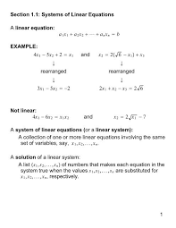 Systems Of Linear Equations A Linear