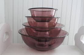 Vintage Cranberry Pyrex Mixing Bowl Set