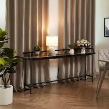 Narrow Long Sofa Table 55 1 In L Gray 30 7 In H Rectangle Wooden Console Table With Power S And Usb Ports