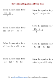 Solve Literal Equation Worksheets