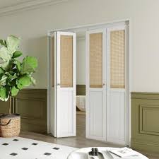 Tenoner 30 In X 80 In Webbing And Wood Bi Fold Interior Door For Closet Mdf White Folding Door Wardrobe Including Hardware