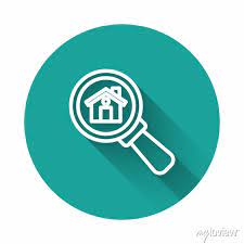 White Line Search House Icon Isolated