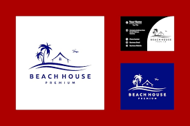 Simple Beach House Icon Logo Vector