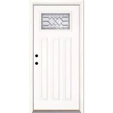 Feather River Doors 37 5 In X 81 625 In Mission Pointe Zinc Craftsman Unfinished Smooth Right Hand Inswing Fiberglass Prehung Front Door