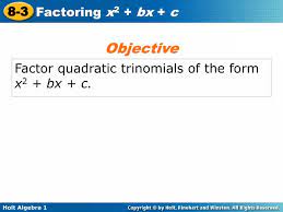 Ppt Factor Quadratic Trinomials Of