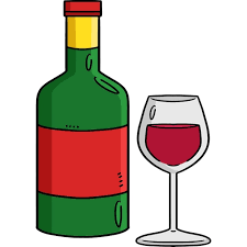 Glass And Wine Cartoon Colored Clipart