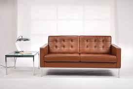 Tan Leather Sofa By Florence Knoll